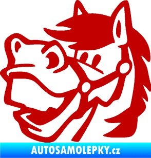 Samolepka Kůň 041 levá veselý tmavě červená