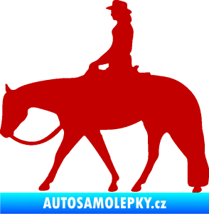 Samolepka Kůň 082 levá kovbojka na koni tmavě červená
