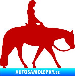 Samolepka Kůň 082 pravá kovbojka na koni tmavě červená