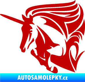 Samolepka Kůň jednorožec 001 levá tmavě červená