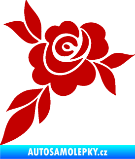 Samolepka Květina dekor 043 levá  květ růže s listy tmavě červená