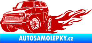 Samolepka Lada auto s plameny levá tmavě červená