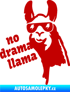 Samolepka Lama 005 no drama llama  tmavě červená