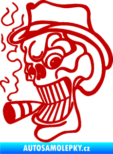 Samolepka Lebka 020 levá crazy s cigaretou tmavě červená