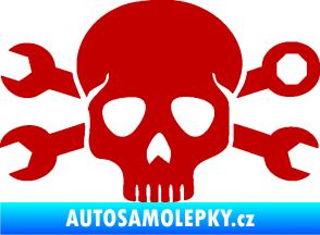 Samolepka Lebka 030 pravá mechanik tmavě červená