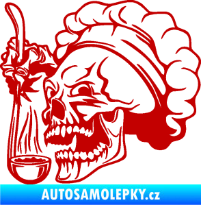 Samolepka Lebka 042 kuchař levá tmavě červená