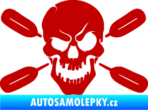 Samolepka Lebka 053 levá s pádly tmavě červená