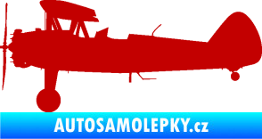 Samolepka Letadlo 020 levá Boeing Stearman model 75 biplane tmavě červená