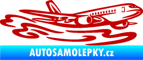 Samolepka Letadlo 026 pravá v oblacích tmavě červená