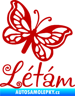 Samolepka Létám nápis motýlek pravá tmavě červená