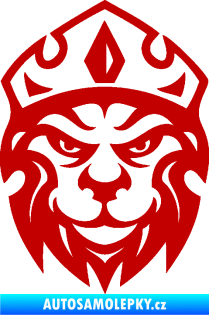 Samolepka Lev hlava s korunou 001 tmavě červená