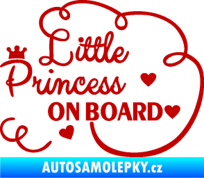 Samolepka Little princess on board nápis tmavě červená