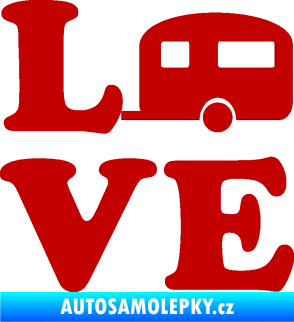 Samolepka Love camping 001 tmavě červená