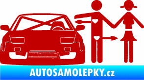 Samolepka Love car like sex levá tmavě červená