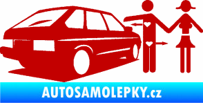 Samolepka Love car love girl levá tmavě červená