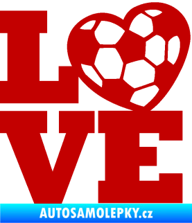 Samolepka Love fotbal tmavě červená
