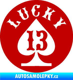 Samolepka Lucky 13 šťastná třináctka tmavě červená