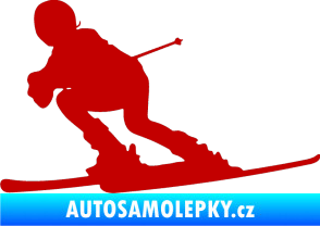 Samolepka Lyžař 002 levá tmavě červená