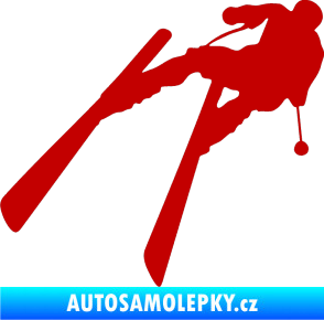 Samolepka Lyžař 007 levá tmavě červená
