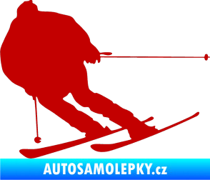 Samolepka Lyžař 019 levá tmavě červená