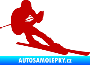 Samolepka Lyžař 022 pravá tmavě červená