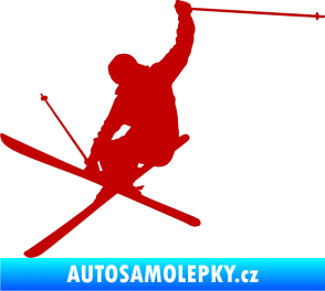 Samolepka Lyžař 024 levá tmavě červená
