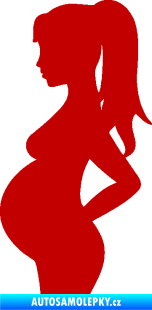 Samolepka Maminka v autě 002 levá silueta těhulka tmavě červená
