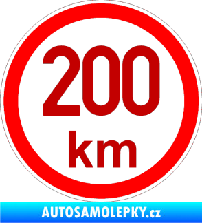 Samolepka Maximální rychlost 200km - nejvyšší konstrukční rychlost tmavě červená