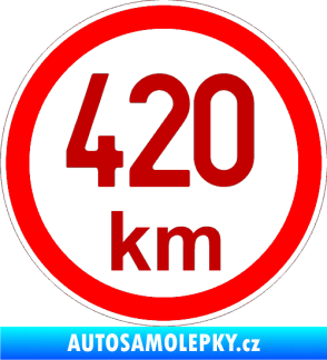 Samolepka Maximální rychlost 420km - nejvyšší konstrukční rychlost tmavě červená