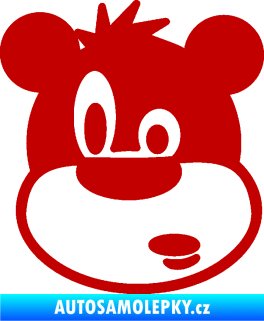 Samolepka Medvěd 003 levá kreslená hlava tmavě červená
