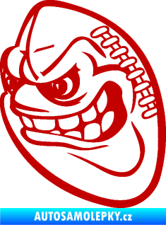 Samolepka Míč na americký fotbal 001 levá s obličejem tmavě červená