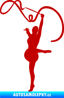 Samolepka Moderní gymnastika 003 levá gymnastka se stuhou tmavě červená