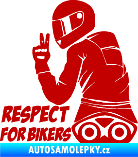 Samolepka Motorkář 003 levá respect for bikers nápis tmavě červená