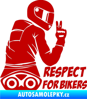 Samolepka Motorkář 003 pravá respect for bikers nápis tmavě červená