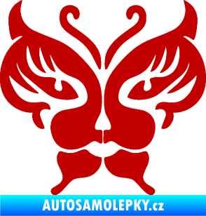 Samolepka Motýl 016 kočičí obličej tmavě červená
