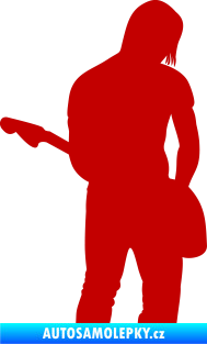 Samolepka Music 005 pravá hráč na kytaru tmavě červená
