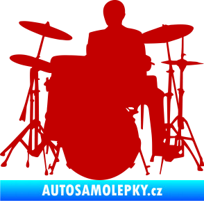 Samolepka Music 009 levá hráč na bicí tmavě červená