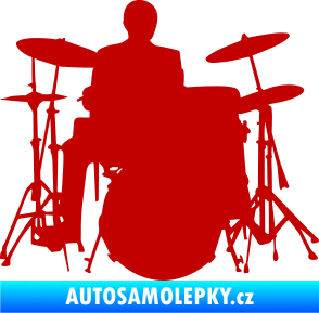 Samolepka Music 009 pravá hráč na bicí tmavě červená