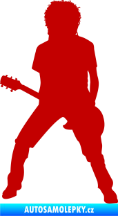 Samolepka Music 010 levá rocker s kytarou tmavě červená