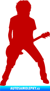 Samolepka Music 010 pravá rocker s kytarou tmavě červená