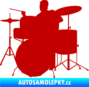 Samolepka Music 011 levá hráč na bicí tmavě červená
