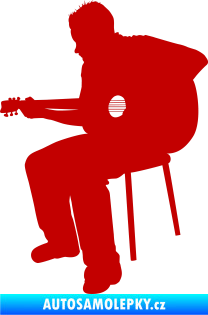 Samolepka Music 012 levá  kytarista tmavě červená