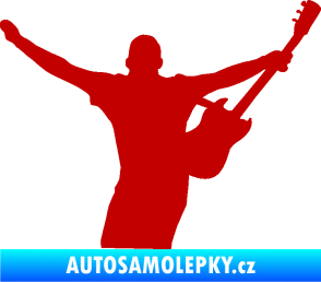 Samolepka Music 024 pravá kytarista rocker tmavě červená