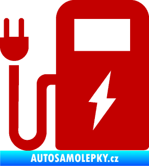 Samolepka Nabíjecí stanice 001 levá elektromobil charge tmavě červená
