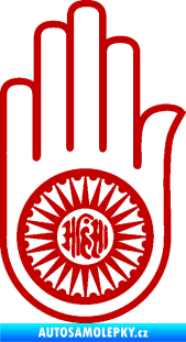Samolepka Náboženský symbol Džinismus Ahimsa tmavě červená