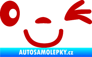 Samolepka Obličej 008 pravá mrkající tmavě červená
