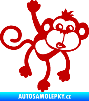 Samolepka Opice 005 pravá visí za ruku tmavě červená