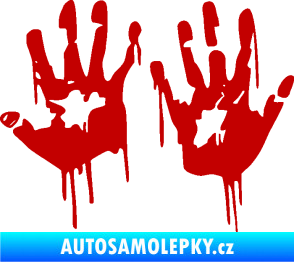 Samolepka Otisk rukou 001 levá krvavý tmavě červená