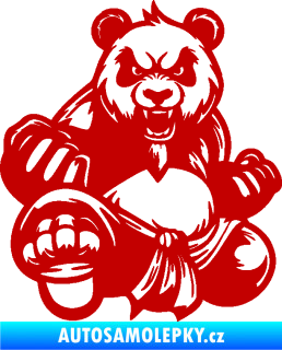 Samolepka Panda 012 levá Kung Fu bojovník tmavě červená