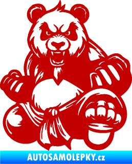 Samolepka Panda 012 pravá Kung Fu bojovník tmavě červená